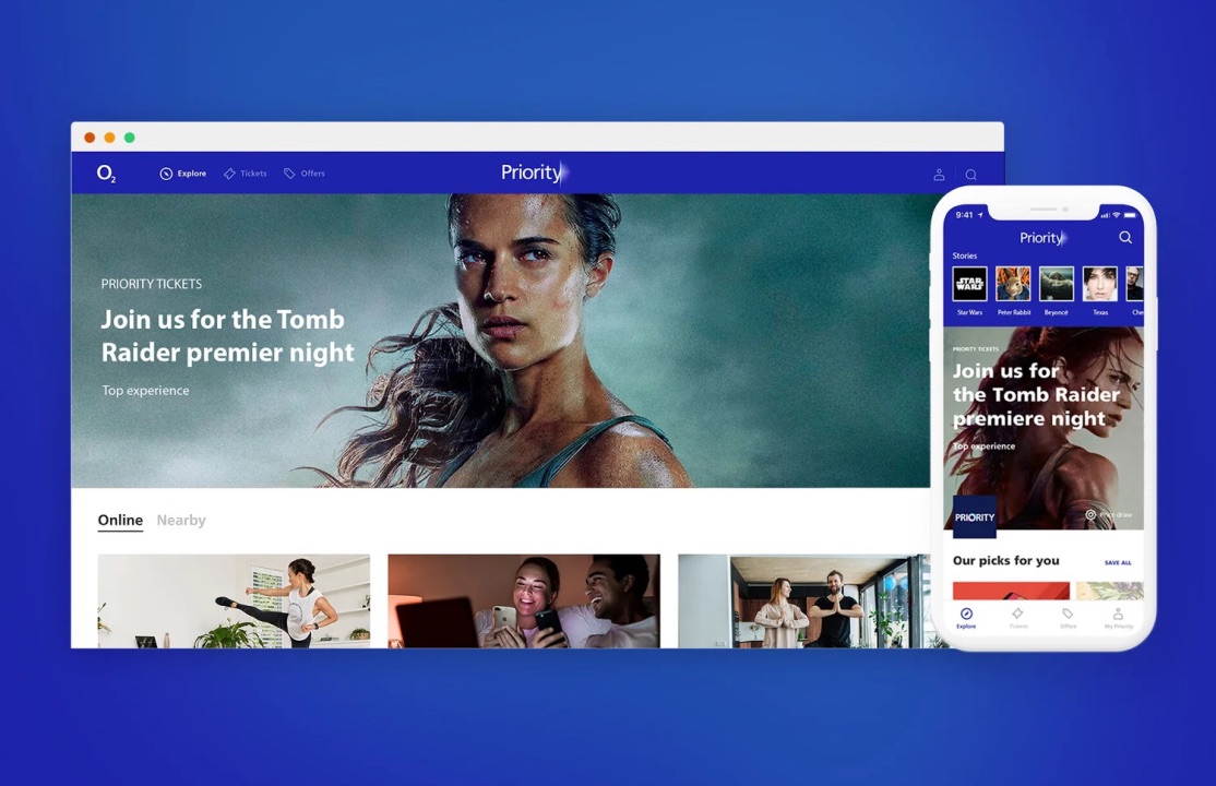 O2 Priority app on a phone and a laptop